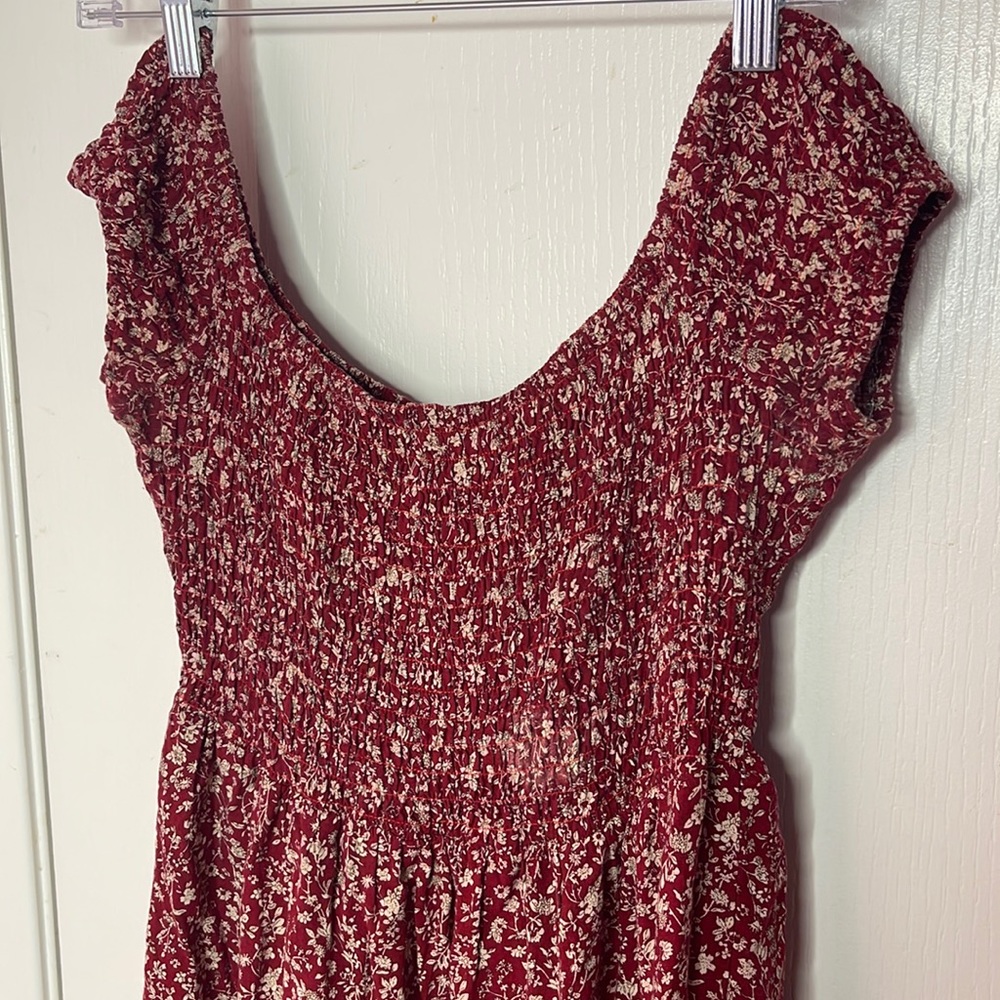 Vintage Floral Maroon Maxi Dress